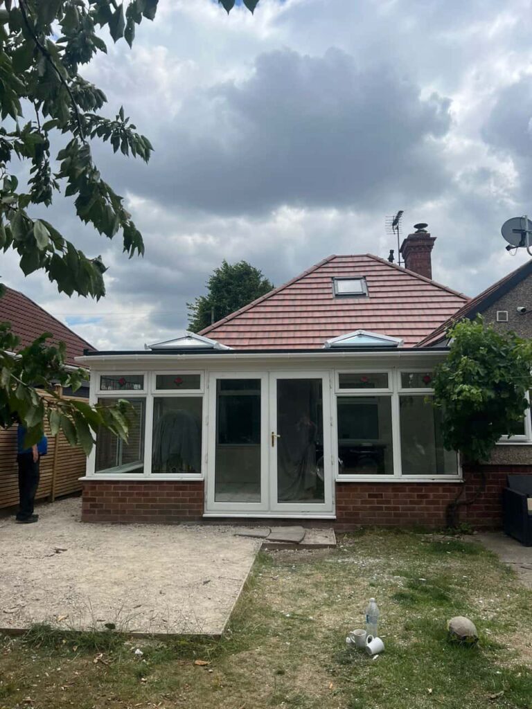 This is a photo of a hipped roof on a bungalow that has just had roof repairs carried out. Works carried out by Coseley Roofing Repairs